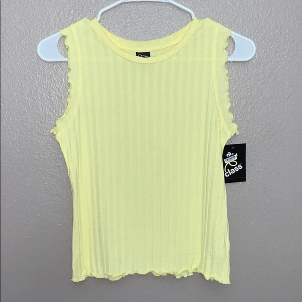 Art Class Girls yellow lettuce hem top large